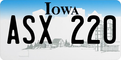 IA license plate ASX220