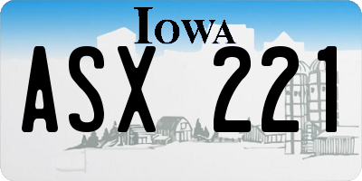 IA license plate ASX221