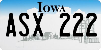 IA license plate ASX222