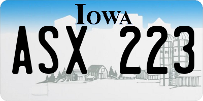 IA license plate ASX223