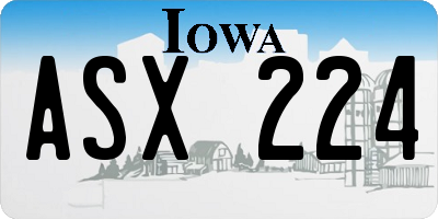 IA license plate ASX224