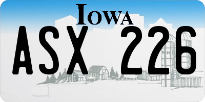 IA license plate ASX226