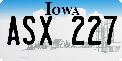 IA license plate ASX227