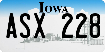 IA license plate ASX228
