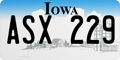 IA license plate ASX229