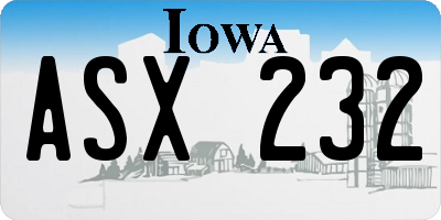 IA license plate ASX232