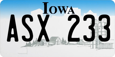 IA license plate ASX233
