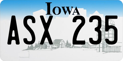 IA license plate ASX235