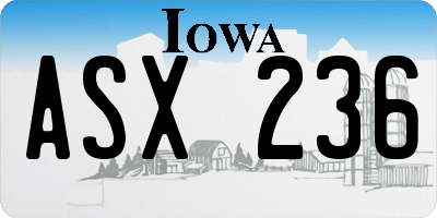 IA license plate ASX236