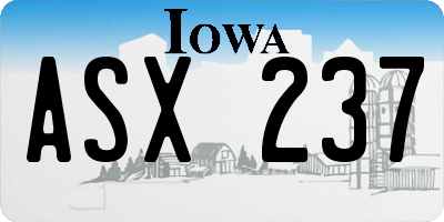 IA license plate ASX237