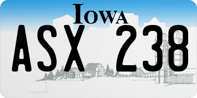 IA license plate ASX238