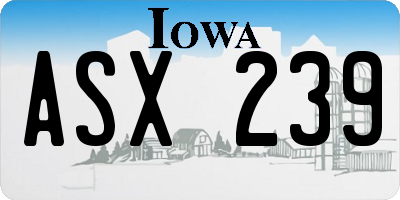IA license plate ASX239