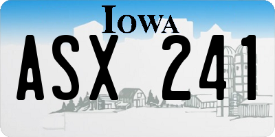 IA license plate ASX241
