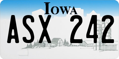 IA license plate ASX242