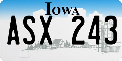 IA license plate ASX243