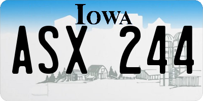 IA license plate ASX244