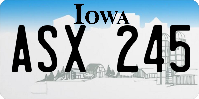 IA license plate ASX245