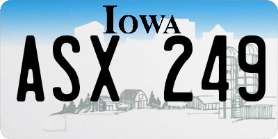 IA license plate ASX249