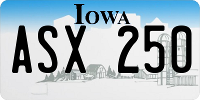 IA license plate ASX250
