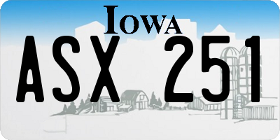 IA license plate ASX251