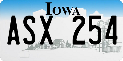 IA license plate ASX254