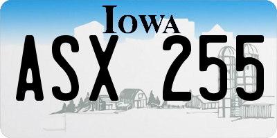 IA license plate ASX255