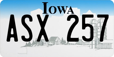 IA license plate ASX257
