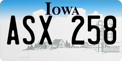 IA license plate ASX258