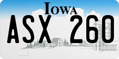IA license plate ASX260