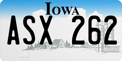 IA license plate ASX262