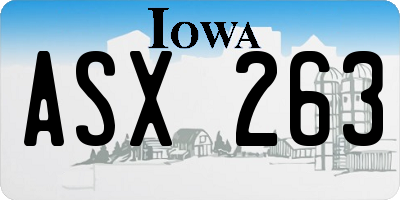IA license plate ASX263