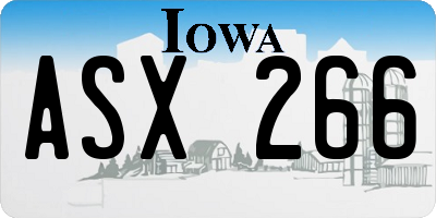 IA license plate ASX266