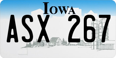 IA license plate ASX267