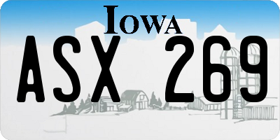 IA license plate ASX269