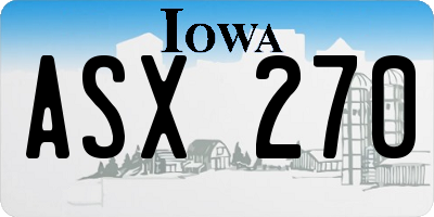 IA license plate ASX270