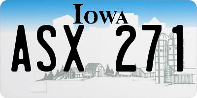 IA license plate ASX271