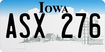 IA license plate ASX276