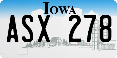 IA license plate ASX278