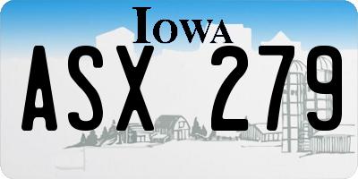 IA license plate ASX279