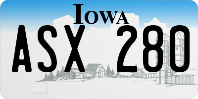 IA license plate ASX280