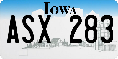 IA license plate ASX283