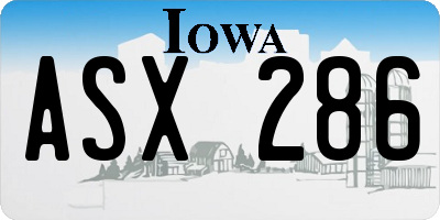 IA license plate ASX286