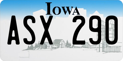 IA license plate ASX290