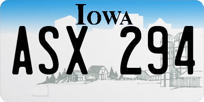 IA license plate ASX294