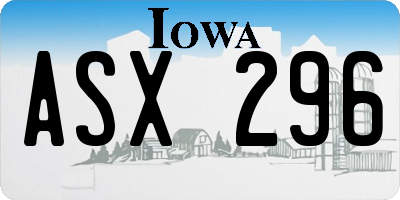 IA license plate ASX296