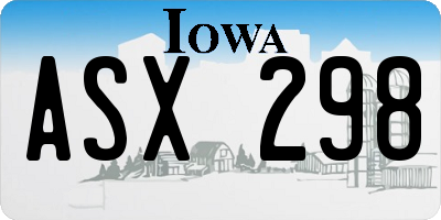 IA license plate ASX298