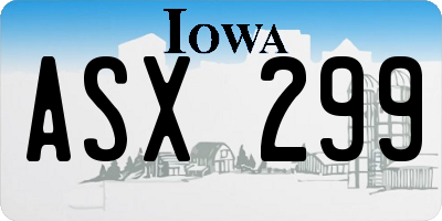 IA license plate ASX299