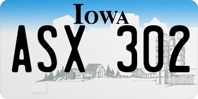 IA license plate ASX302