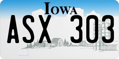 IA license plate ASX303