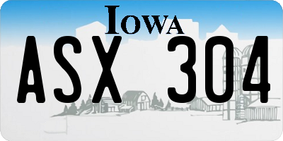 IA license plate ASX304